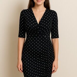 Ralph Lauren Black and White Polka Dot Midi Dress